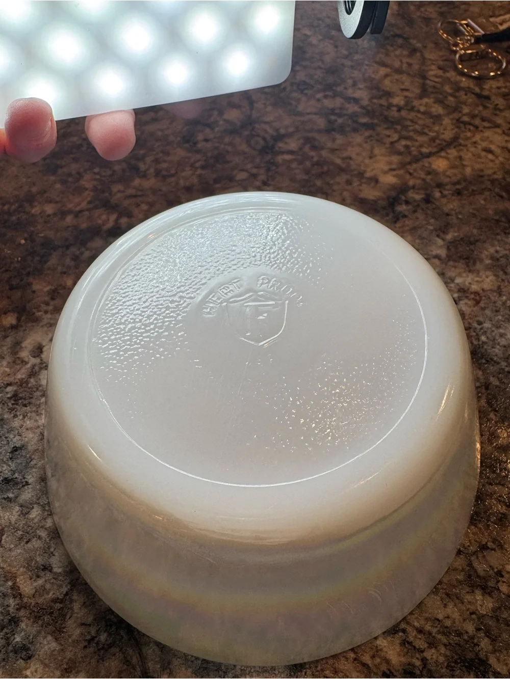 Vintage Federal Glass Moonglow iridescent milk glass bowl
